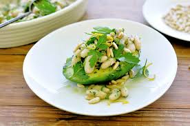 Butter Bean and Creamy Avocado with sea salt and fresh EVOO 
