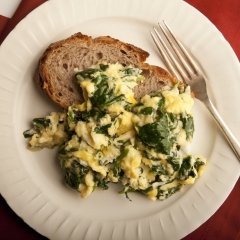 Scrambled eggs and spinach